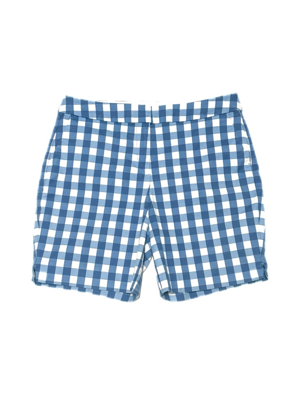 Boden Richmond Checkered High Rise Short Blue White Gingham Cotton Stretch Twill
